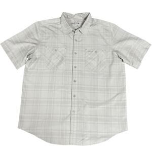 Orvis Men’s Shirt Gray Short Sleeve Button Up Pockets Sunglass Cleaner Size L